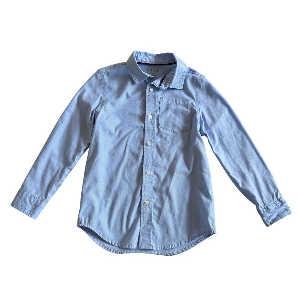 Cat & Jack Boys Size Small Light Blue Button Up Pocket Dress Shirt